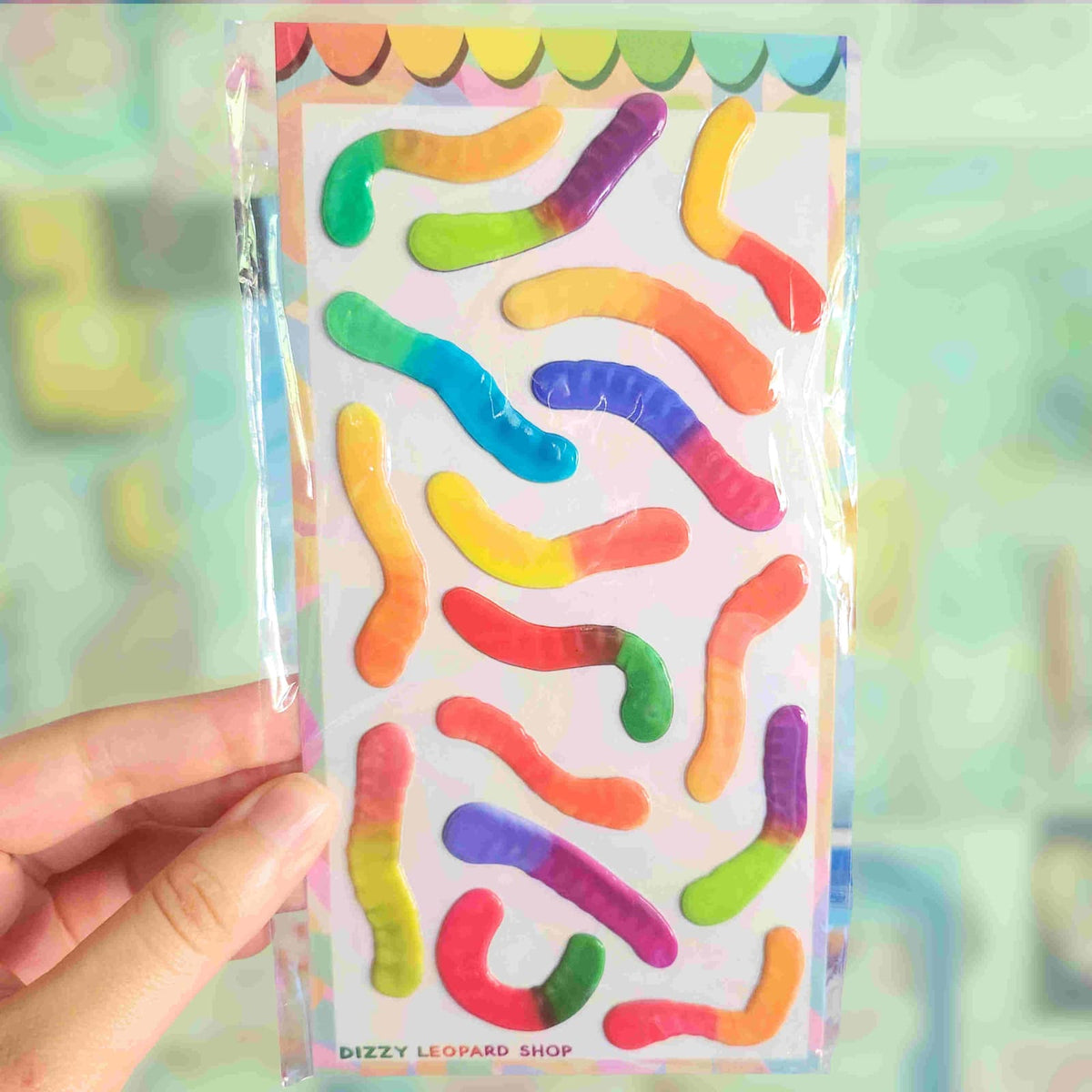 Puffy Worm Candy Sticker Sheet
