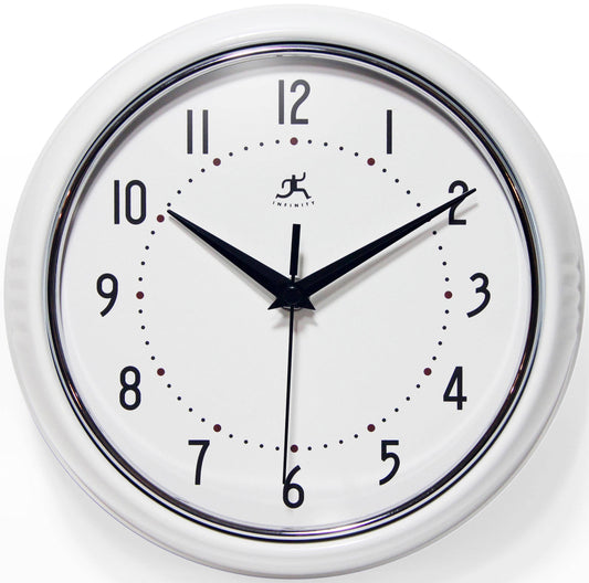 Retro Round White Indoor Wall Clock 9.5 Inch