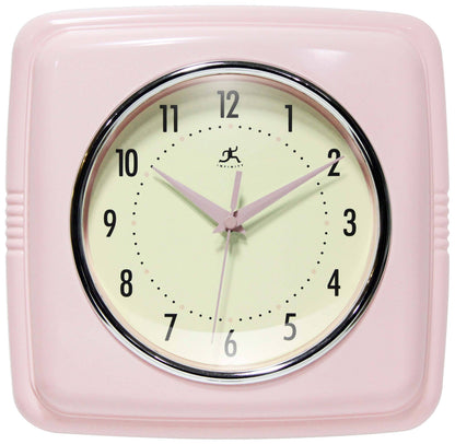 Retro Square Pink Indoor Wall Clock