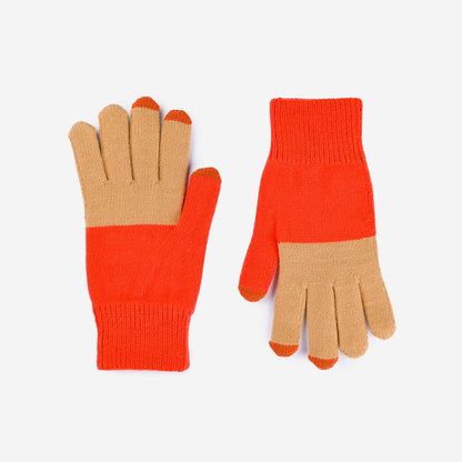 Colorblock Knit Touchscreen Gloves