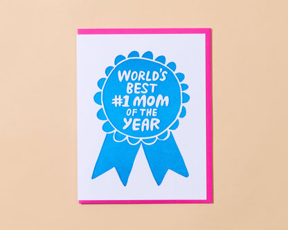 Mom Ribbon Thank You Letterpress Greeting Card - Mother's Day