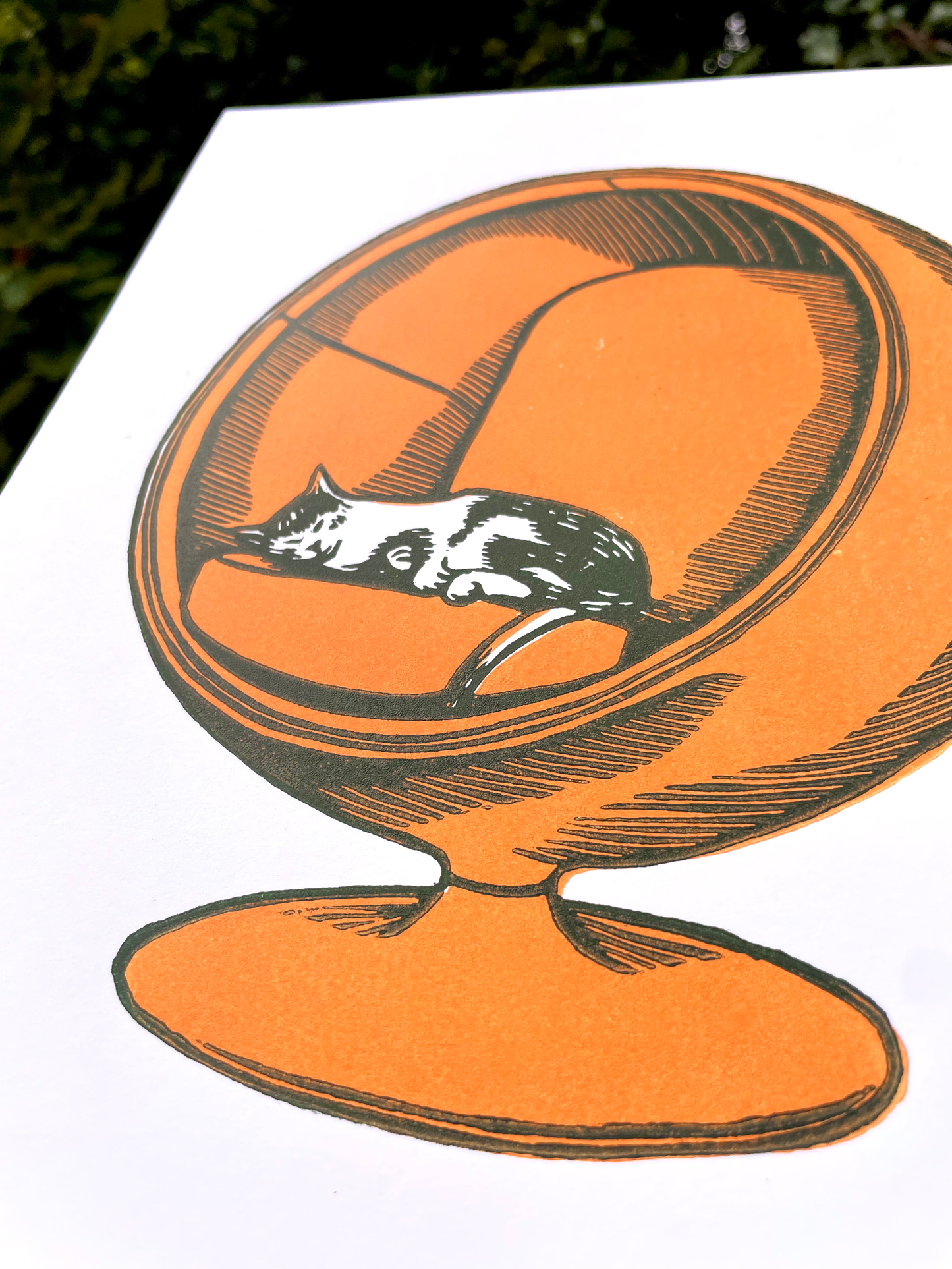 Cat in Ball Chair Lincout Print