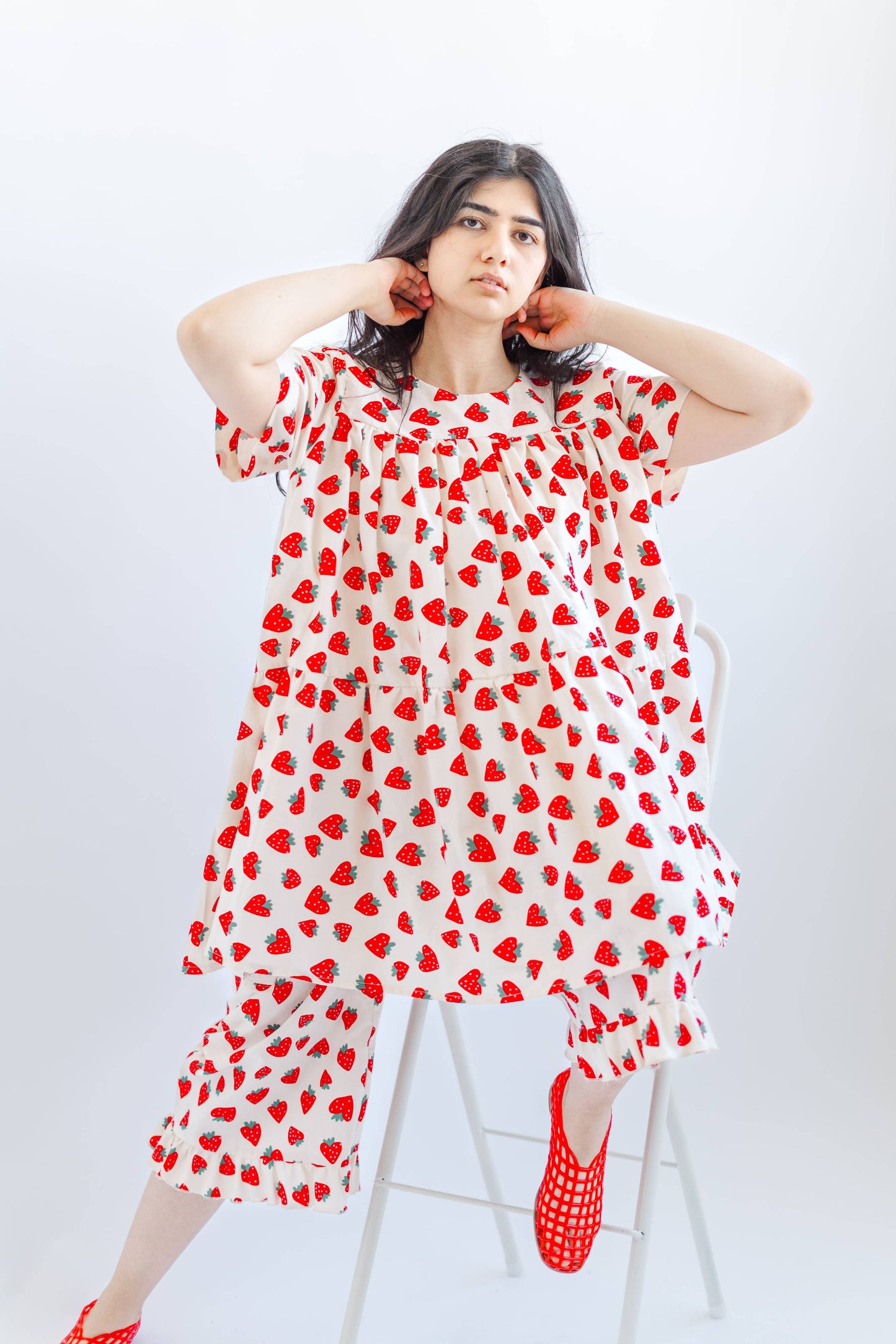 Size Inclusive Plus Size Strawberry Print Tiered Mini Dress