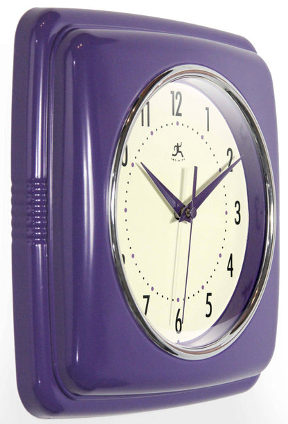 Retro Square Purple Indoor Wall Clock