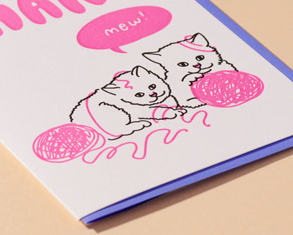 Thank Mew Kitten Letterpress Greeting Card - Cat