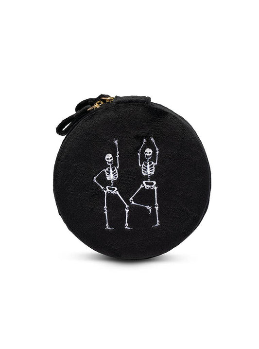 Velvet Jewelry Zip Case -Skeletons