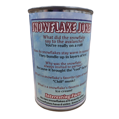 Canned Snowflake - Christmas Plush in Can w/Jokes