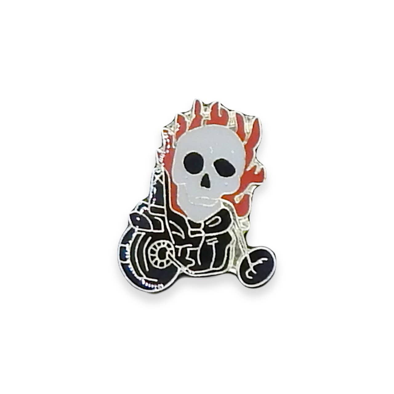 Vintage Motorcycle Skull Flames Pin