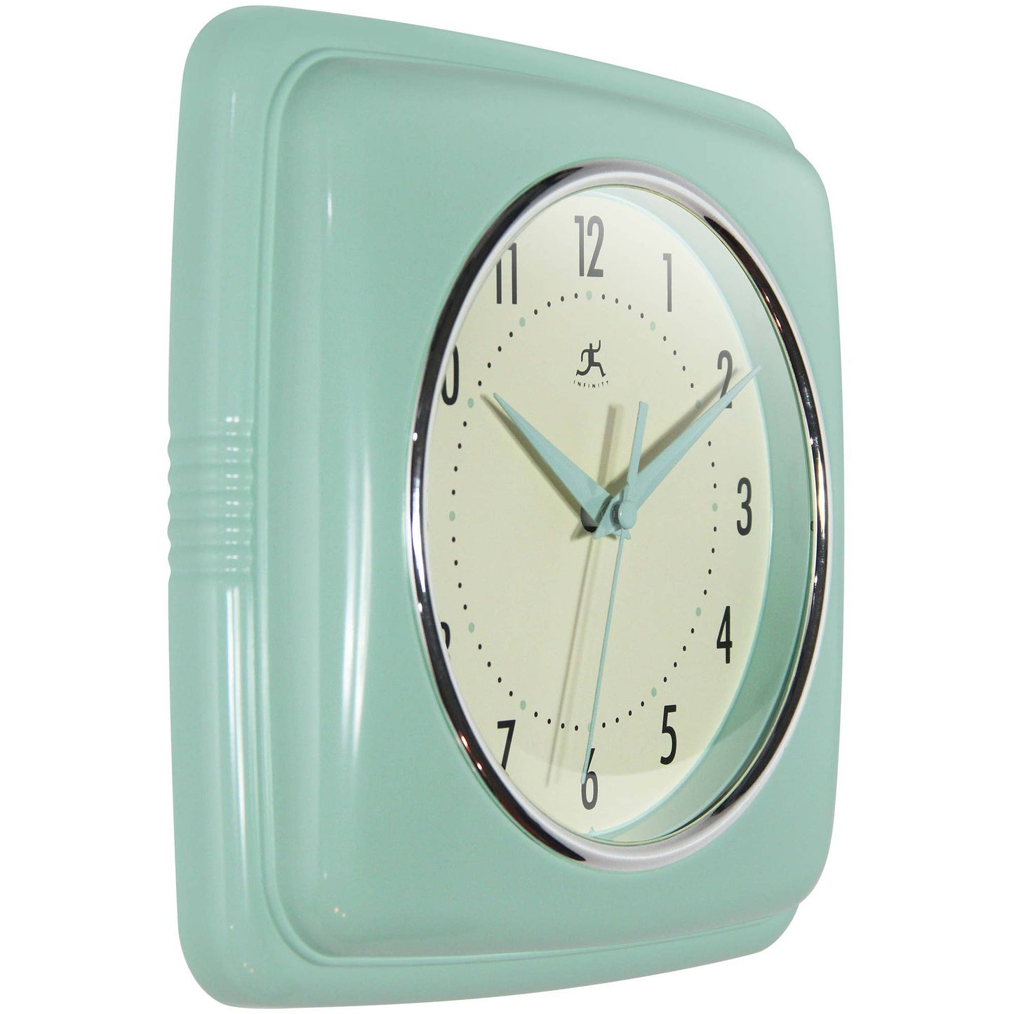 Retro Square Pastel Green Indoor Wall Clock 9.25 Inch