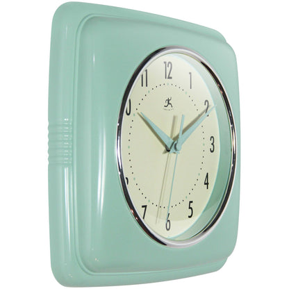 Retro Square Pastel Green Indoor Wall Clock 9.25 Inch