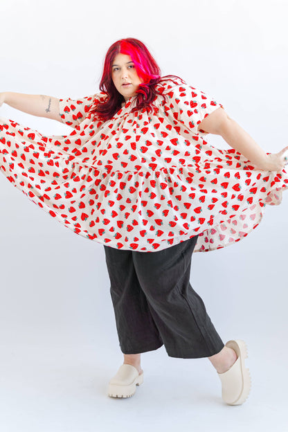 Size Inclusive Plus Size Strawberry Print Tiered Mini Dress