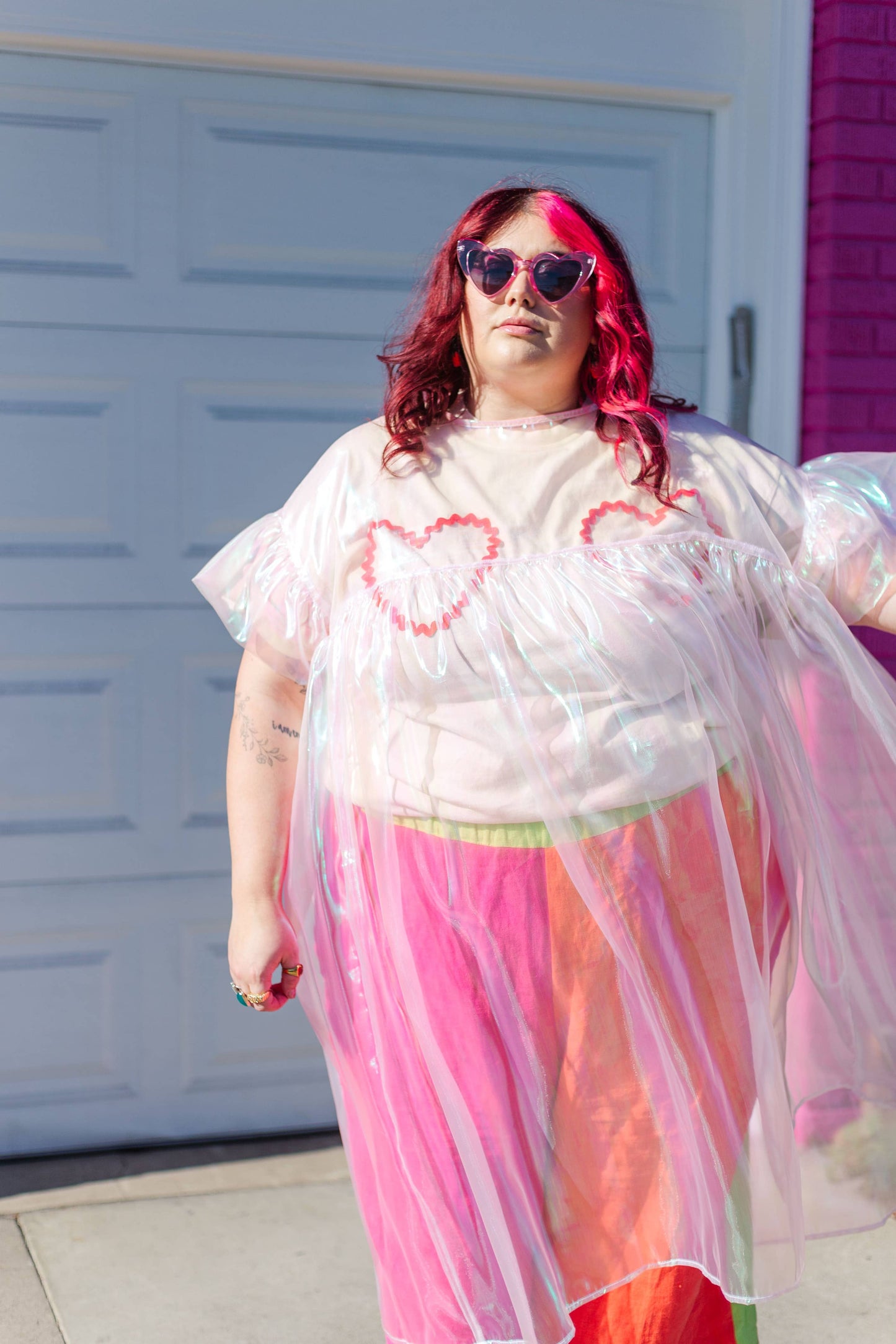 Size Inclusive Plus Size Ruffle Maxi Dress Sheer Pink
