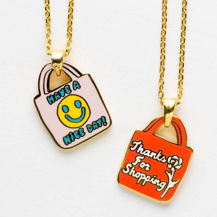 "Have A Nice Day" Double-Sided Pendant Necklace