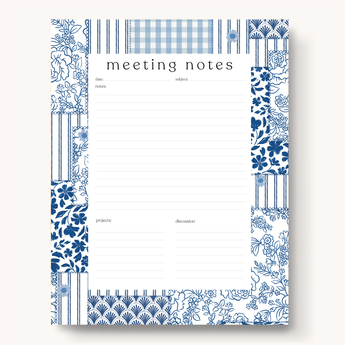 Floral Meeting Notes Notepad