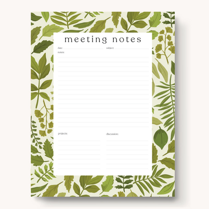Floral Meeting Notes Notepad