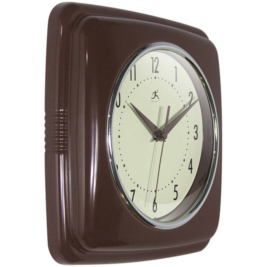 Retro Square Mahogany Indoor Wall Clock 9.25 Inch