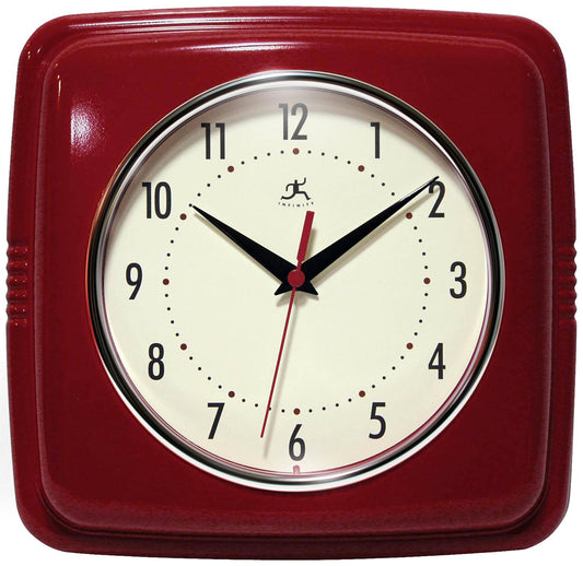 Retro Square Red Indoor Wall Clock