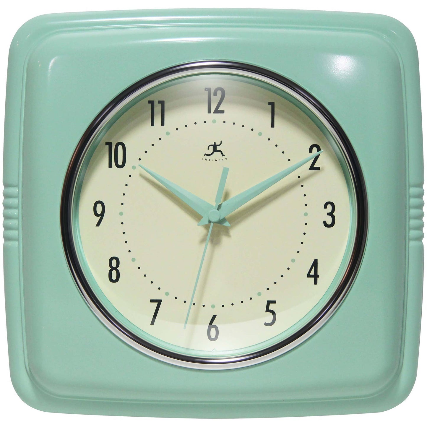 Retro Square Pastel Green Indoor Wall Clock 9.25 Inch