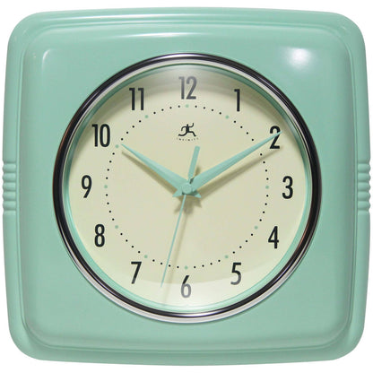 Retro Square Pastel Green Indoor Wall Clock 9.25 Inch