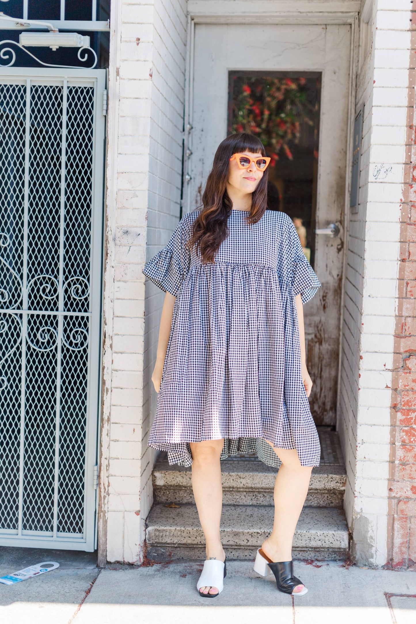 Size Inclusive Plus Size Ruffle Mini Dress Black Gingham