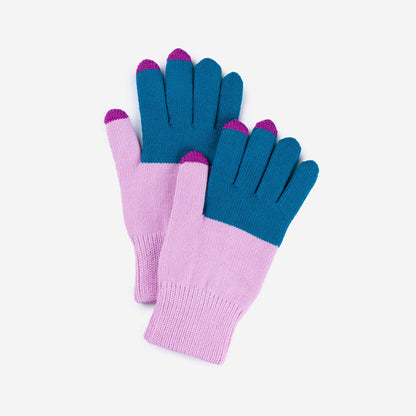 Colorblock Knit Touchscreen Gloves