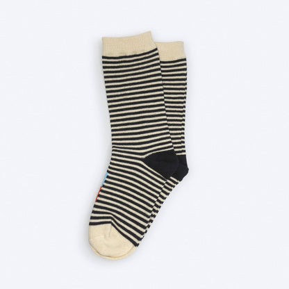 Cole Thin Stripe Crew Socks — Midnight