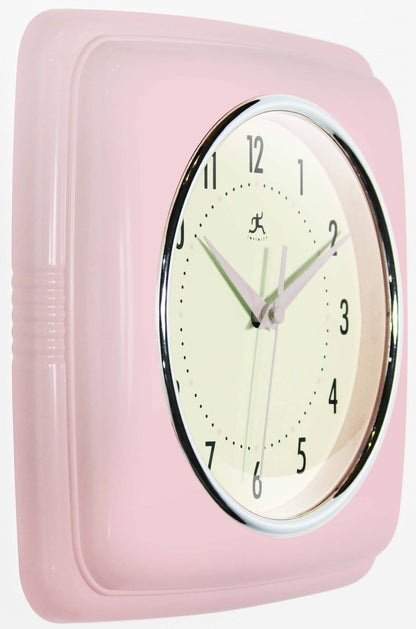 Retro Square Pink Indoor Wall Clock