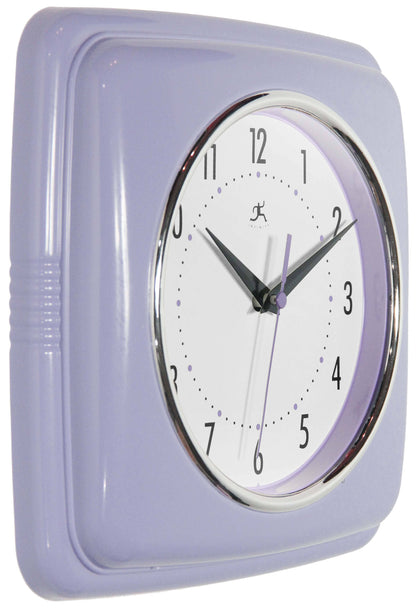 Retro Square Lilac Indoor Wall Clock 9.25 Inch