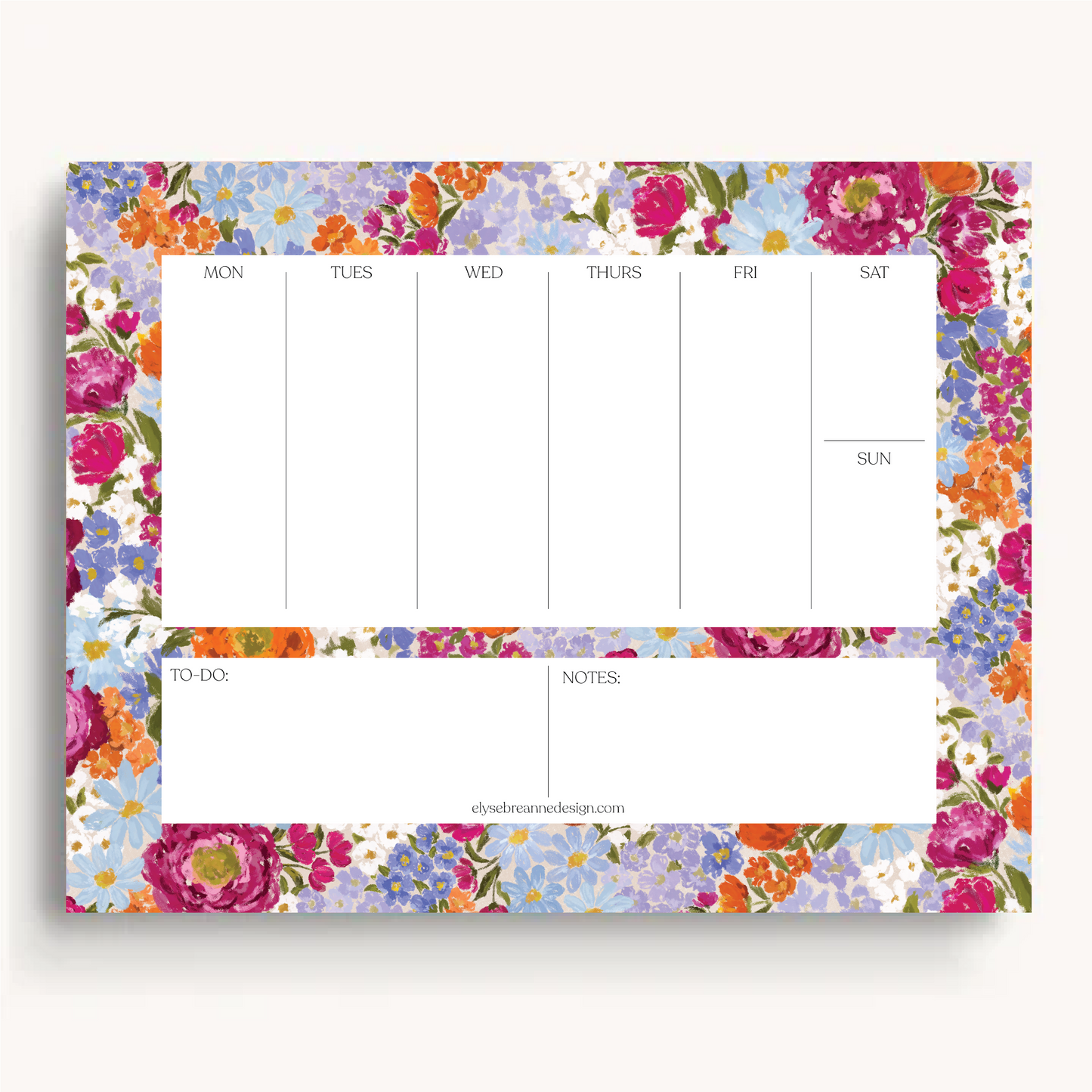 Floral Weekly Planner Notepad