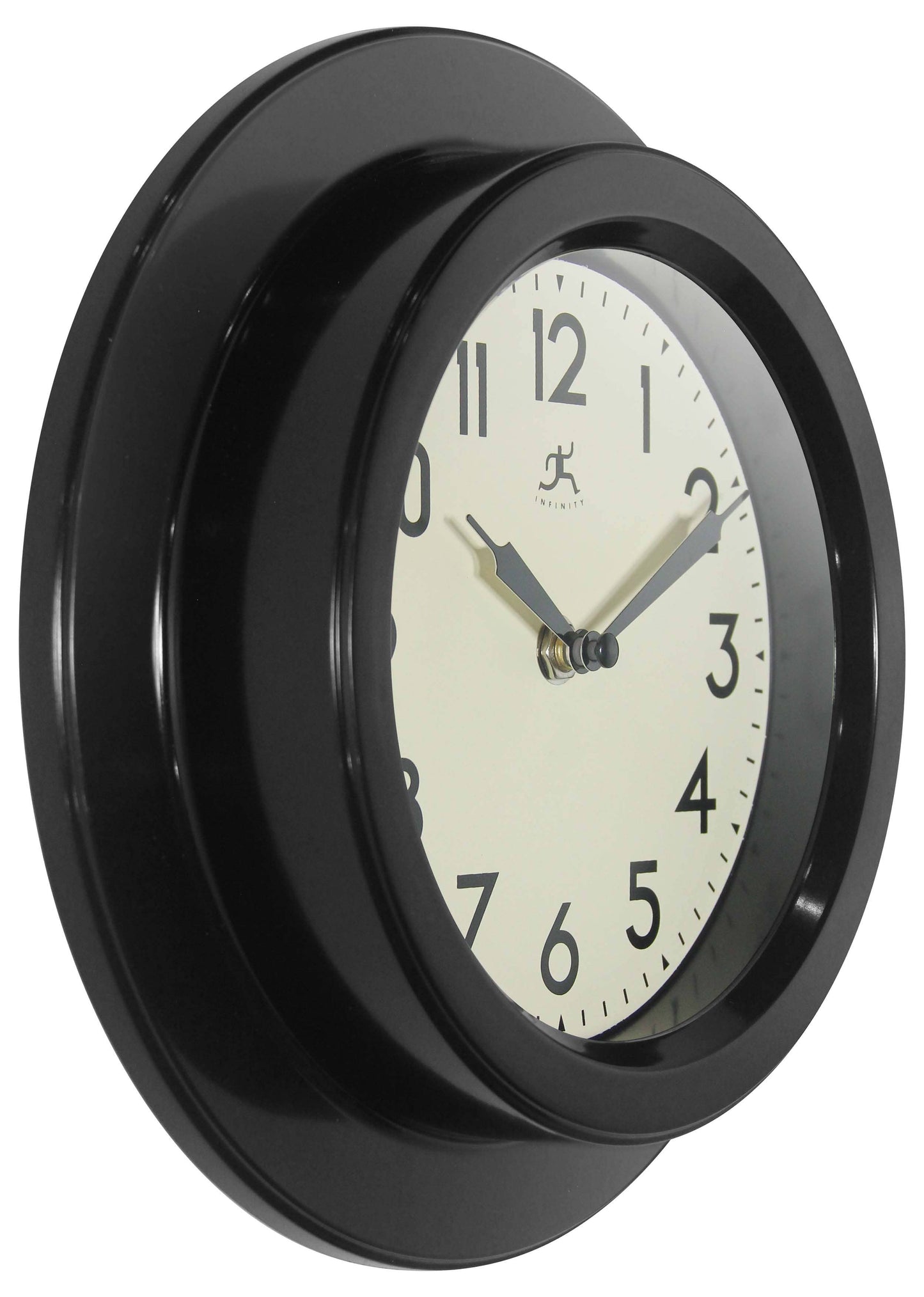 Midcentury/Modern Round Black Indoor Wall Clock 9.75 Inch