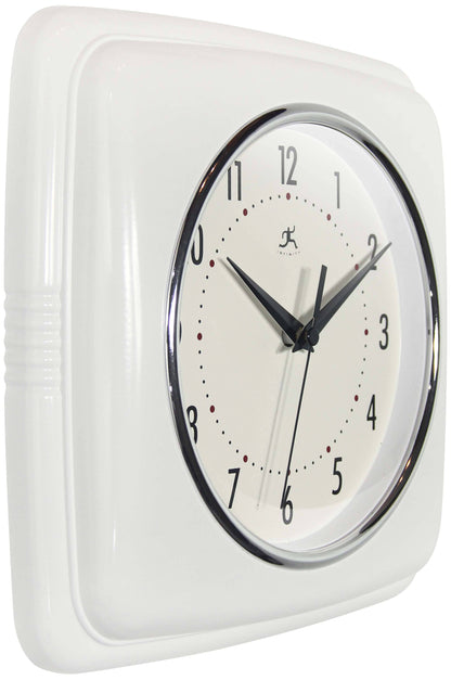 Retro Square White Indoor Wall Clock 9.25 Inch
