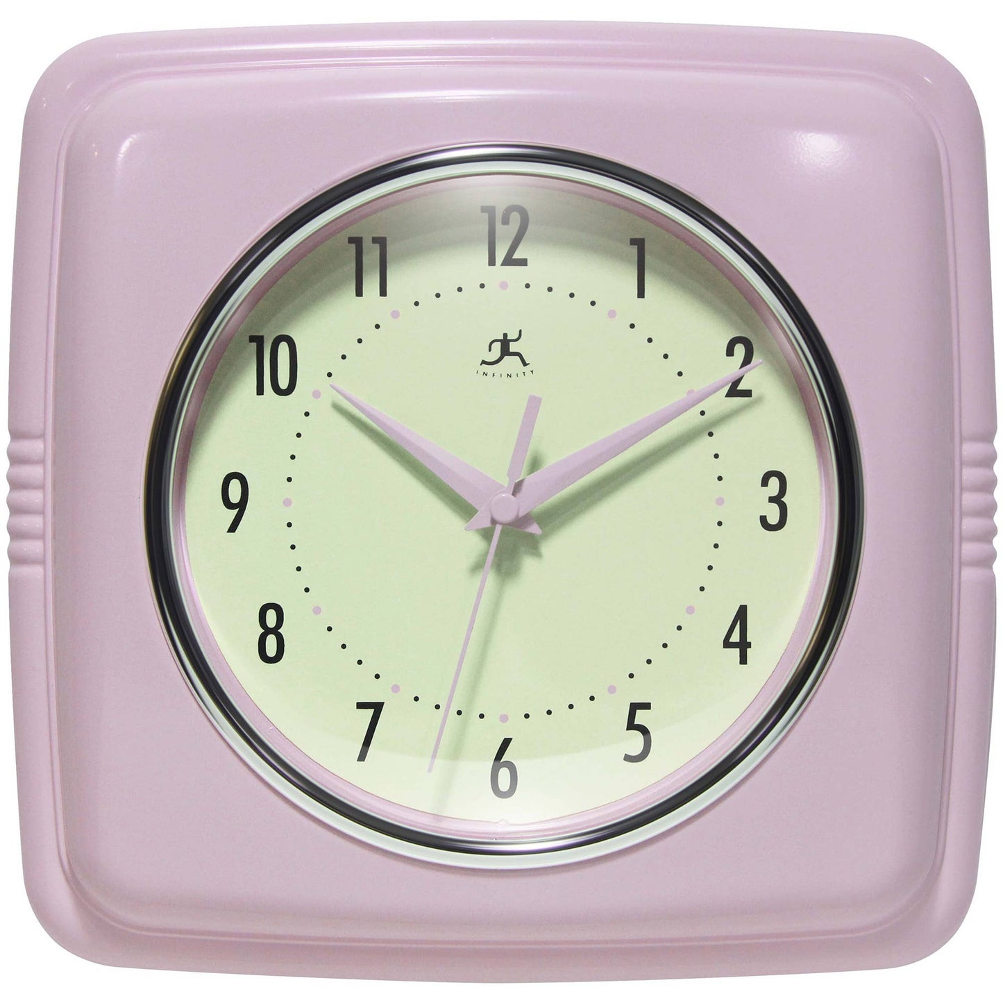 Retro Square Pastel Pink Indoor Wall Clock 9.25 Inch