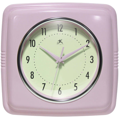 Retro Square Pastel Pink Indoor Wall Clock 9.25 Inch