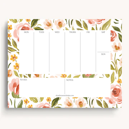 Floral Weekly Planner Notepad