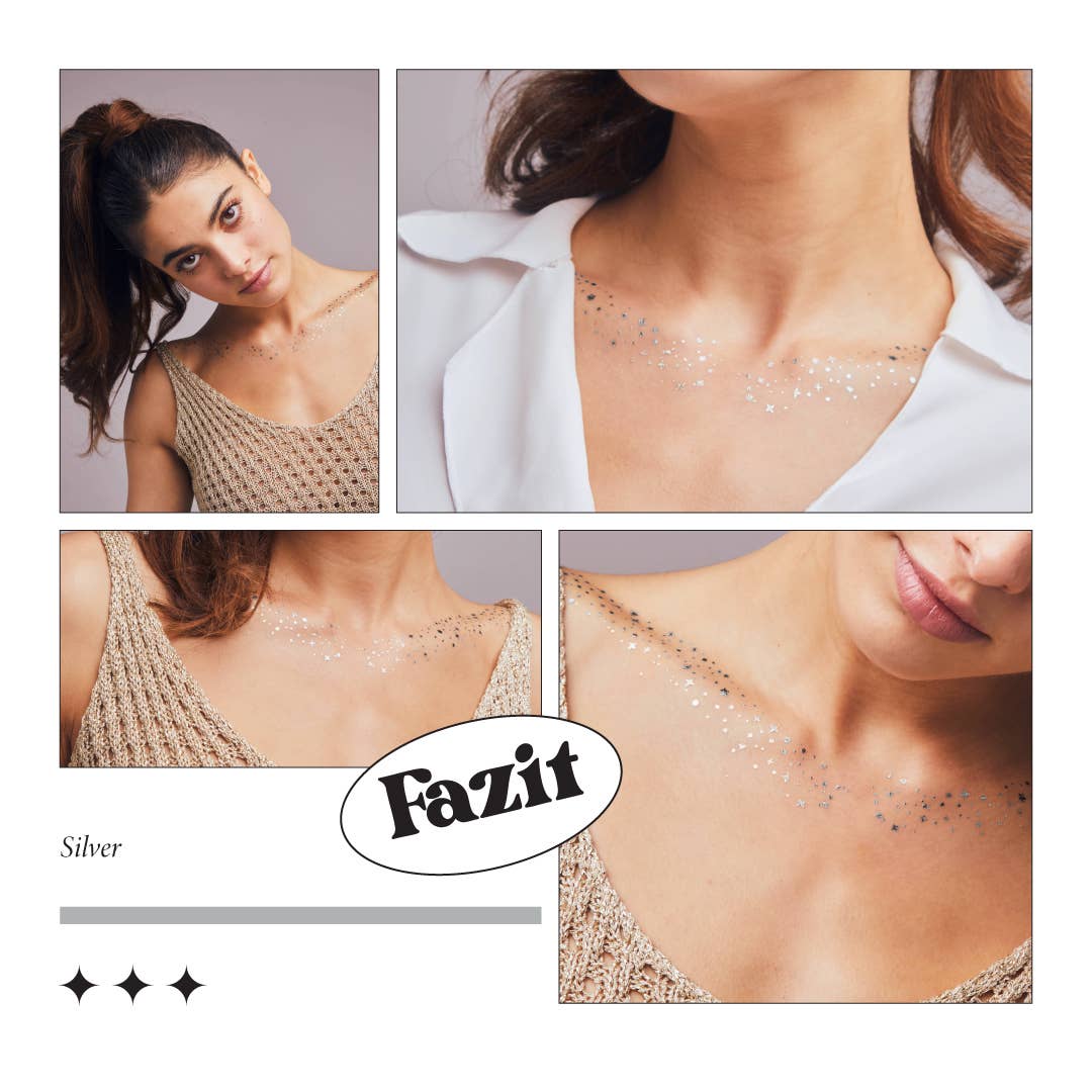 Silver Decolletage Glitter Makeup Patches