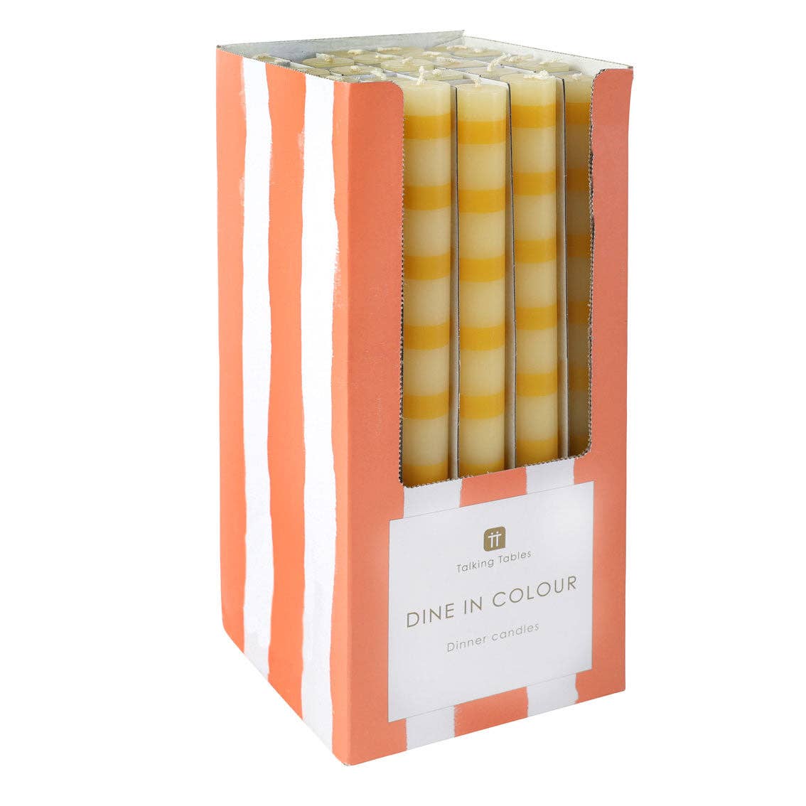 Yellow Stripe Dinner Candles