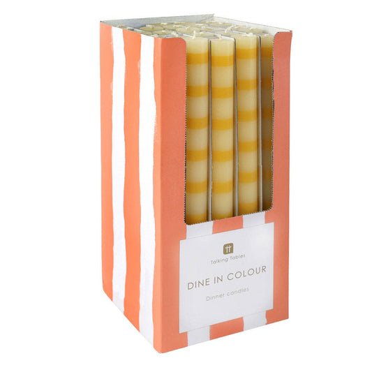 Yellow Stripe Dinner Candles
