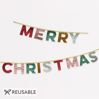 Merry Christmas Velvet Pennant Garland