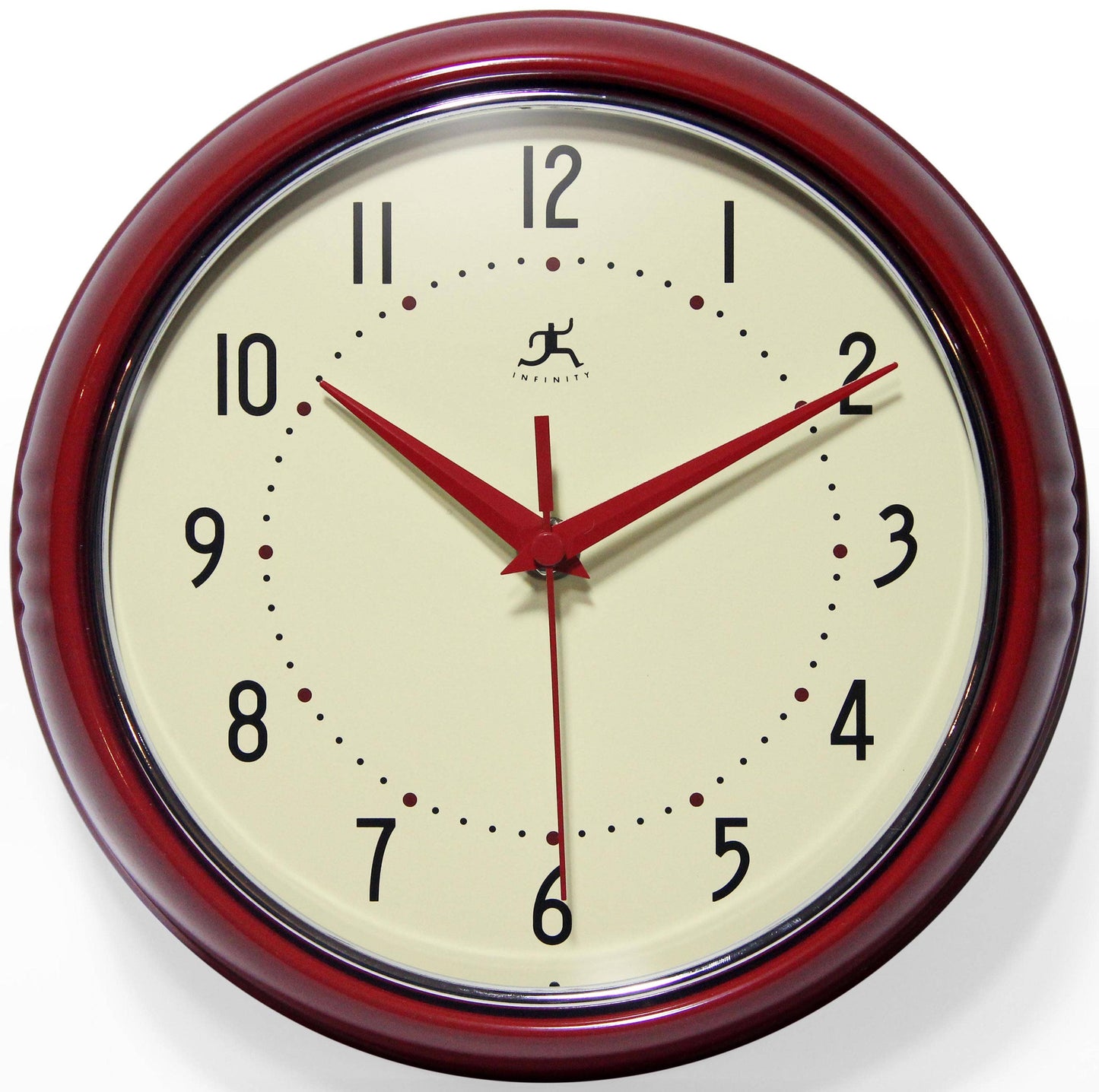 Retro Round Red Indoor Wall Clock 9.5 Inch