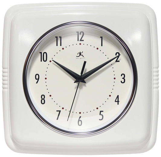 Retro Square White Indoor Wall Clock 9.25 Inch