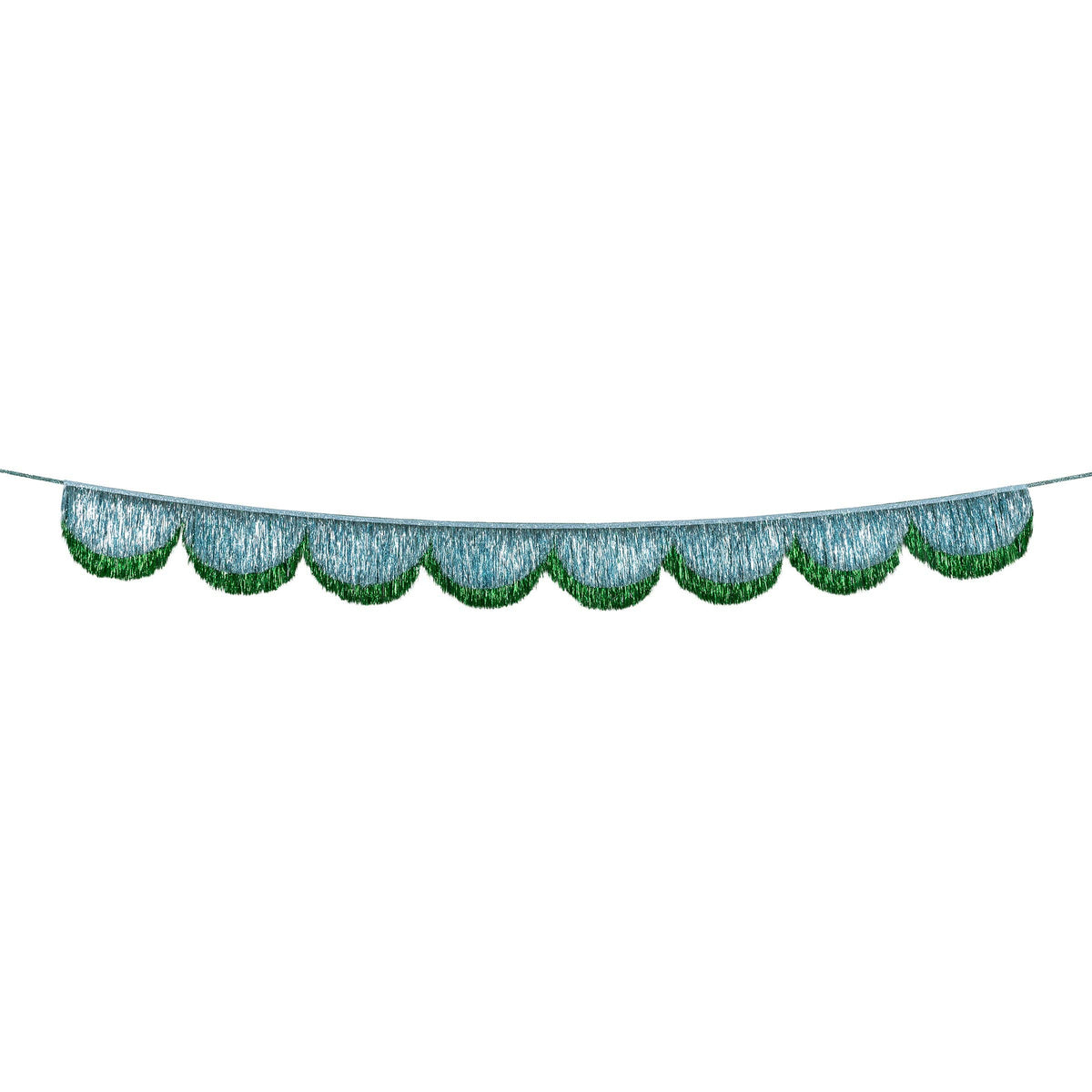 Blue Tinsel Scallop Garland