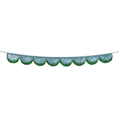 Blue Tinsel Scallop Garland