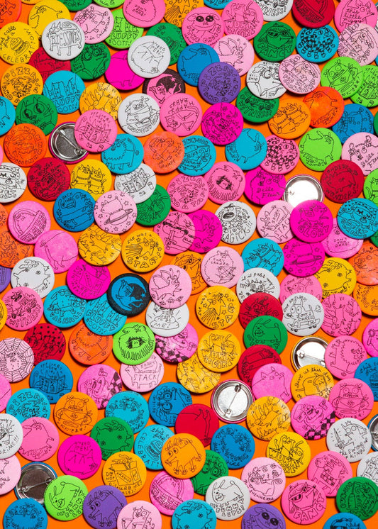 Mystery 1.5” circle pinback buttons