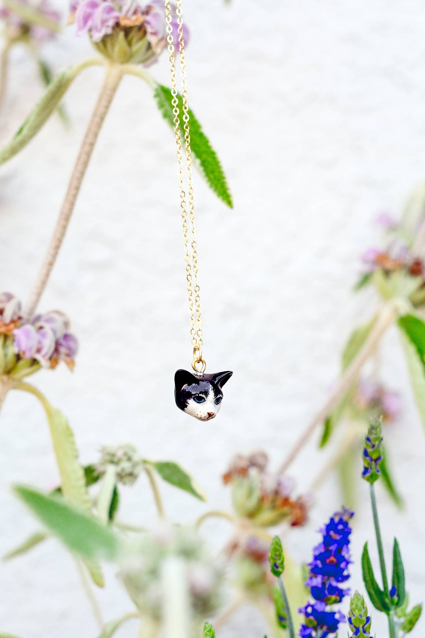 Tiny Tux Cat Head Necklace