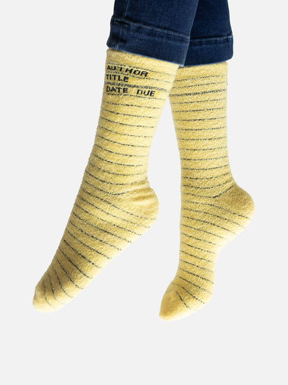 Library Card Yellow Cozy Sock SM