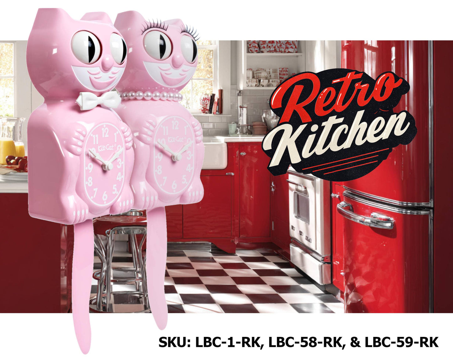 Bubblegum Pink Lady Kit-Cat Klock