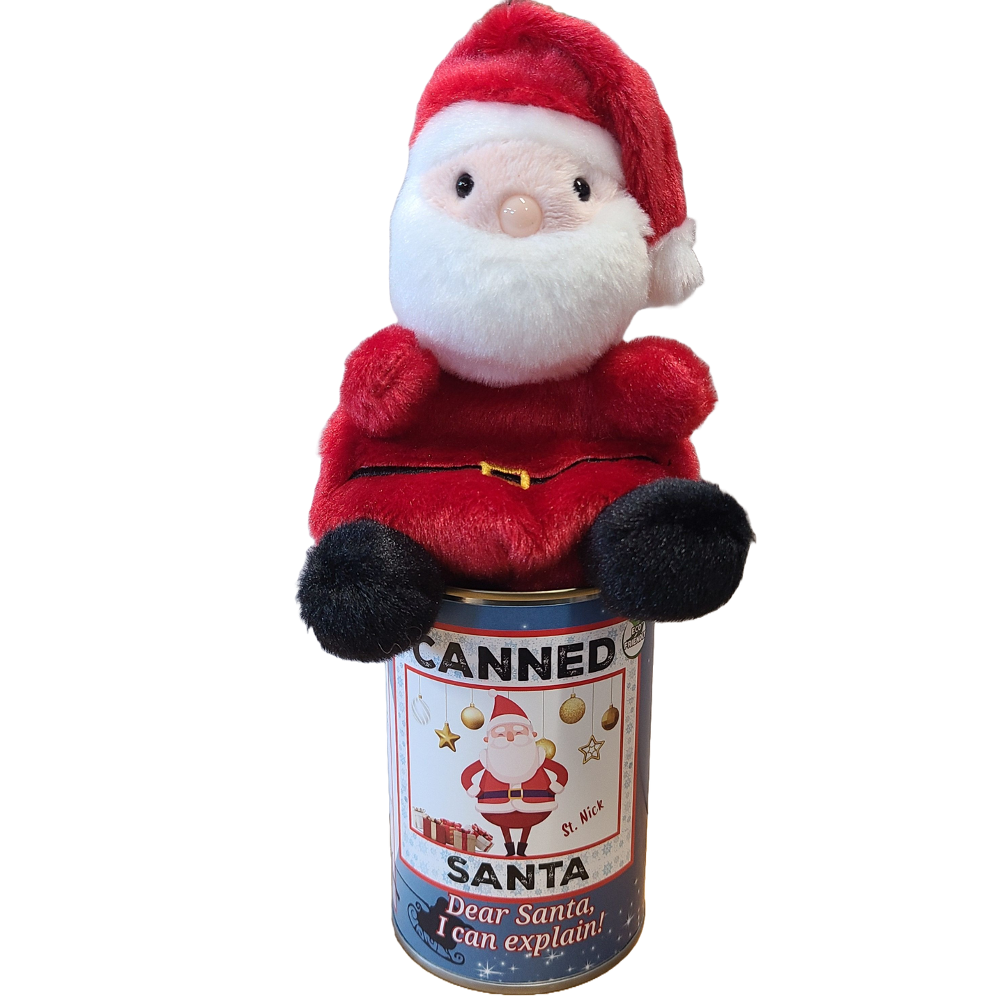 Canned Santa | Plush Jolly St. Nick w/Jokes | Christmas