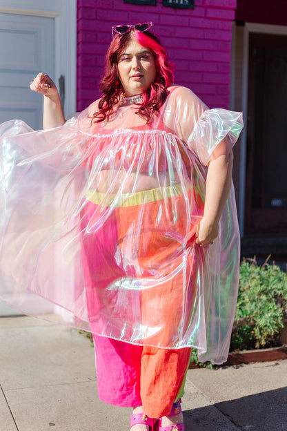 Size Inclusive Plus Size Ruffle Maxi Dress Sheer Pink