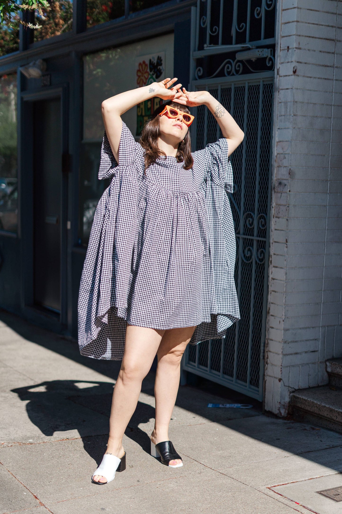 Size Inclusive Plus Size Ruffle Mini Dress Black Gingham