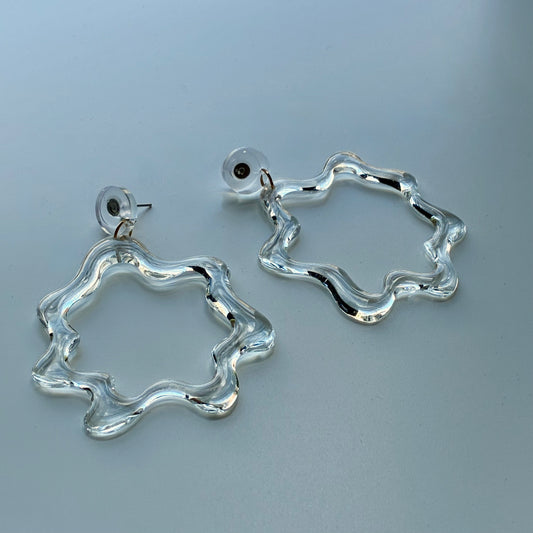 Squiggle Drop Hoop Earrings